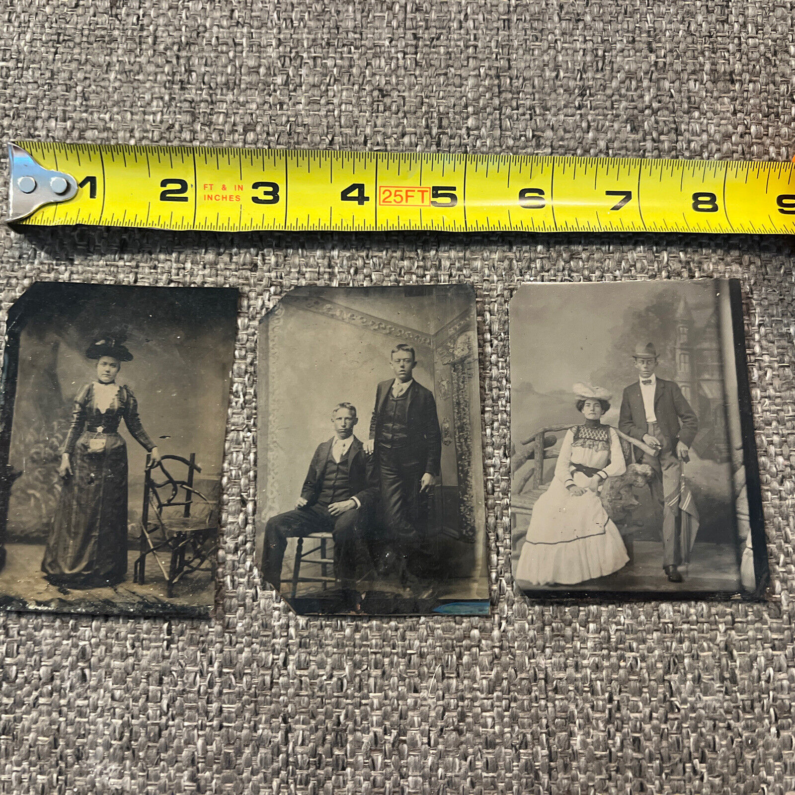 Lot Of ( 3 ) tin type Antique photos Late 19th Century Early 20th Century