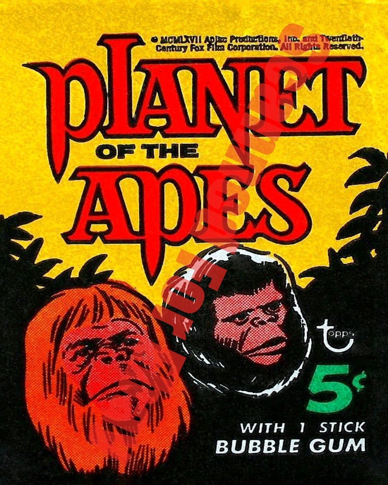 1968 TOPPS Planet Apes Movie Card Wax Pack Bubble Gum Wrapper 8x10 Photo