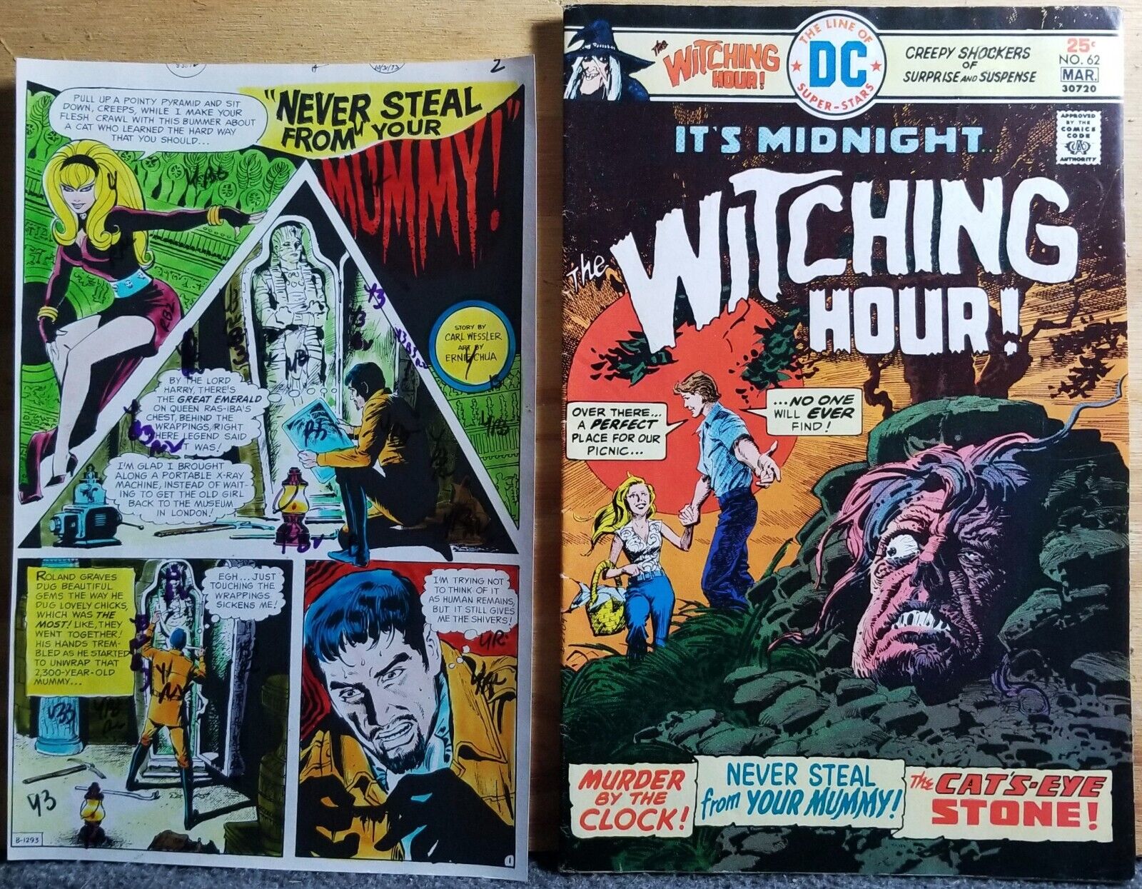 COMPLETE SET OF HAND-COLORED PROOFS - WITCHING HOUR #62 DC COMICS - 1976 - RARE