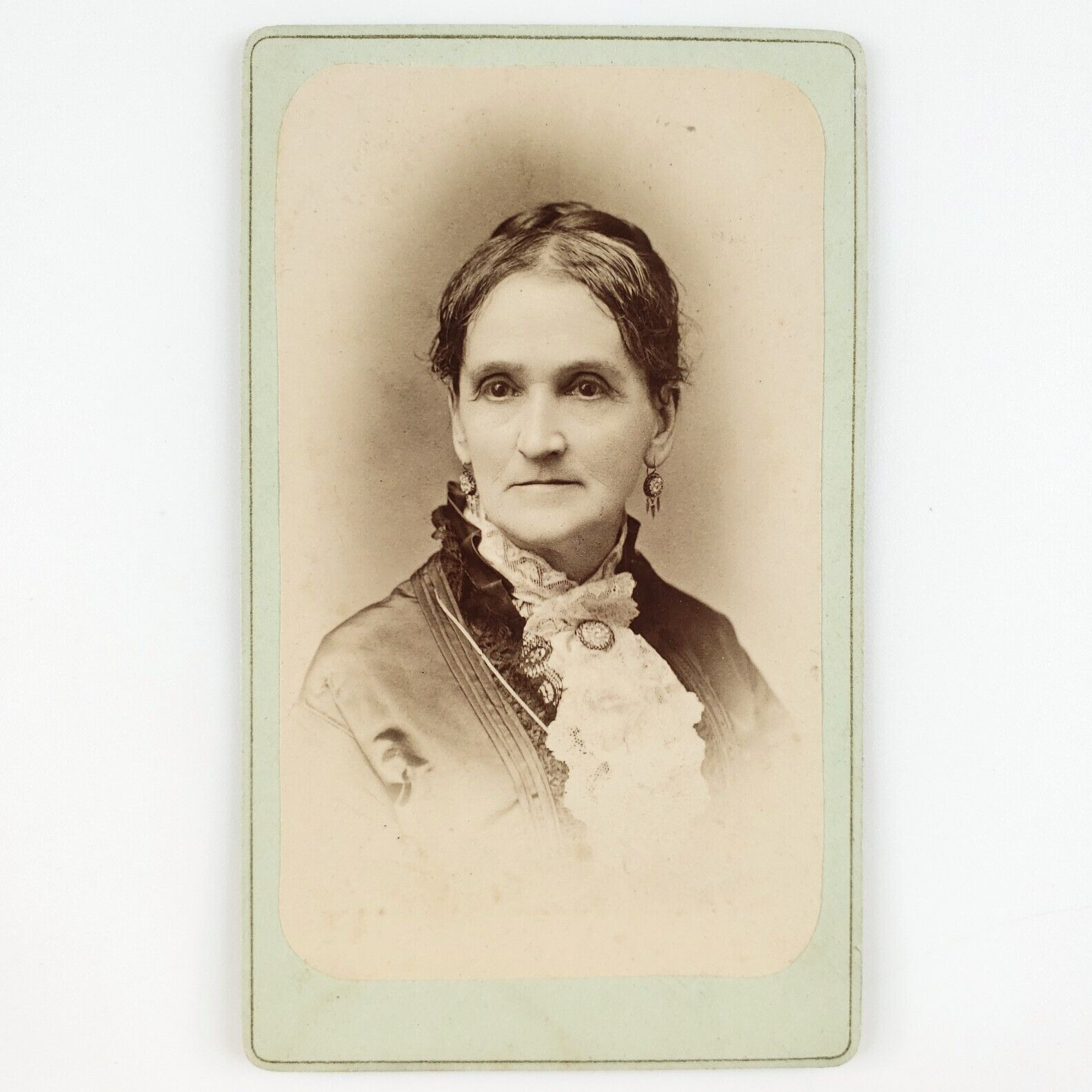 Leavenworth Kansas Old Woman CDV Photo c1875 Antique EE Henry Lady Card KS C1956
