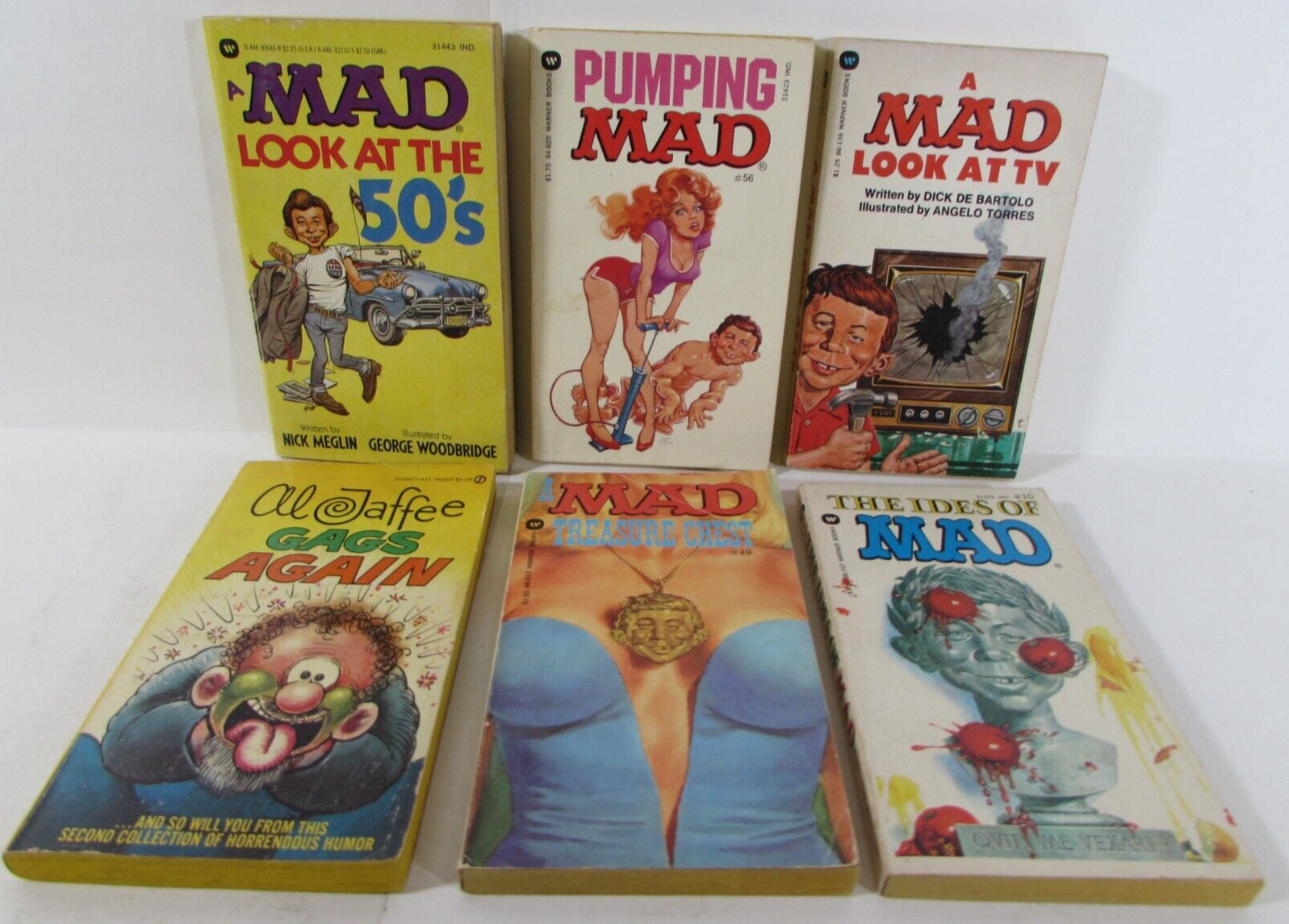 Lot of 6 Vintage MAD Magazine Paperback  Books  Alfred E Neumann  Look at 50's