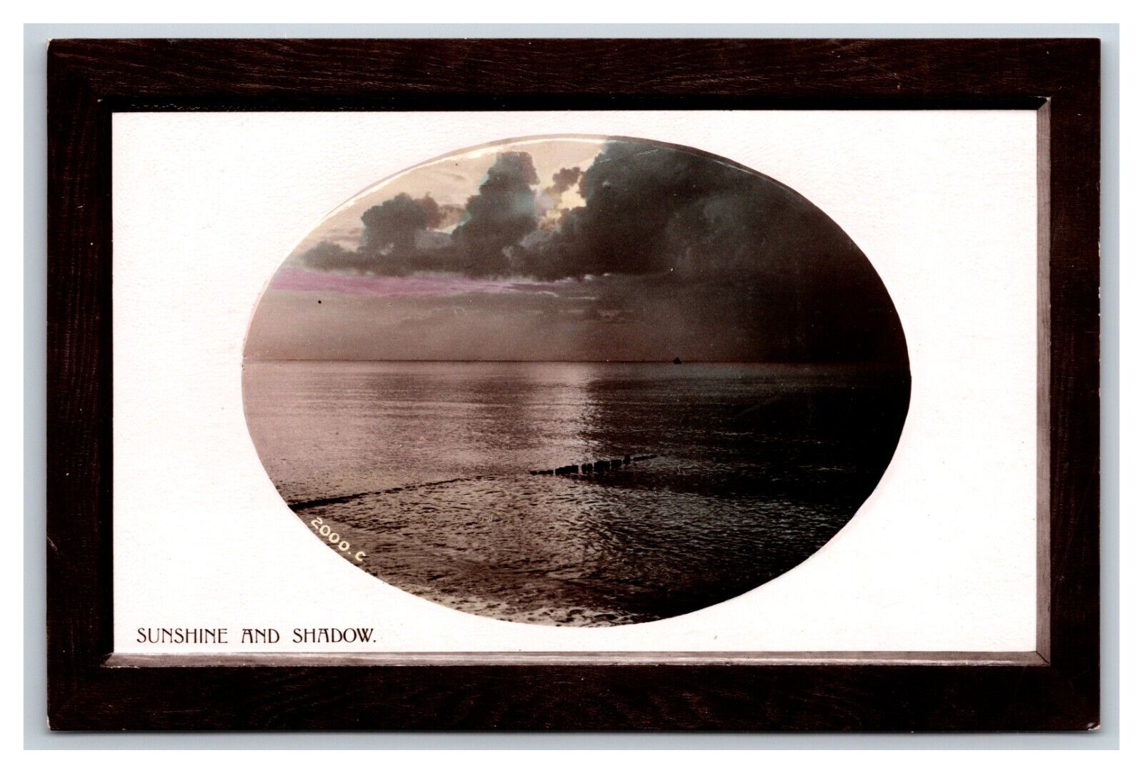 RPPC Bromide Photo Sunshine and Shadow Sunset on Ocean UNP Postcard T6