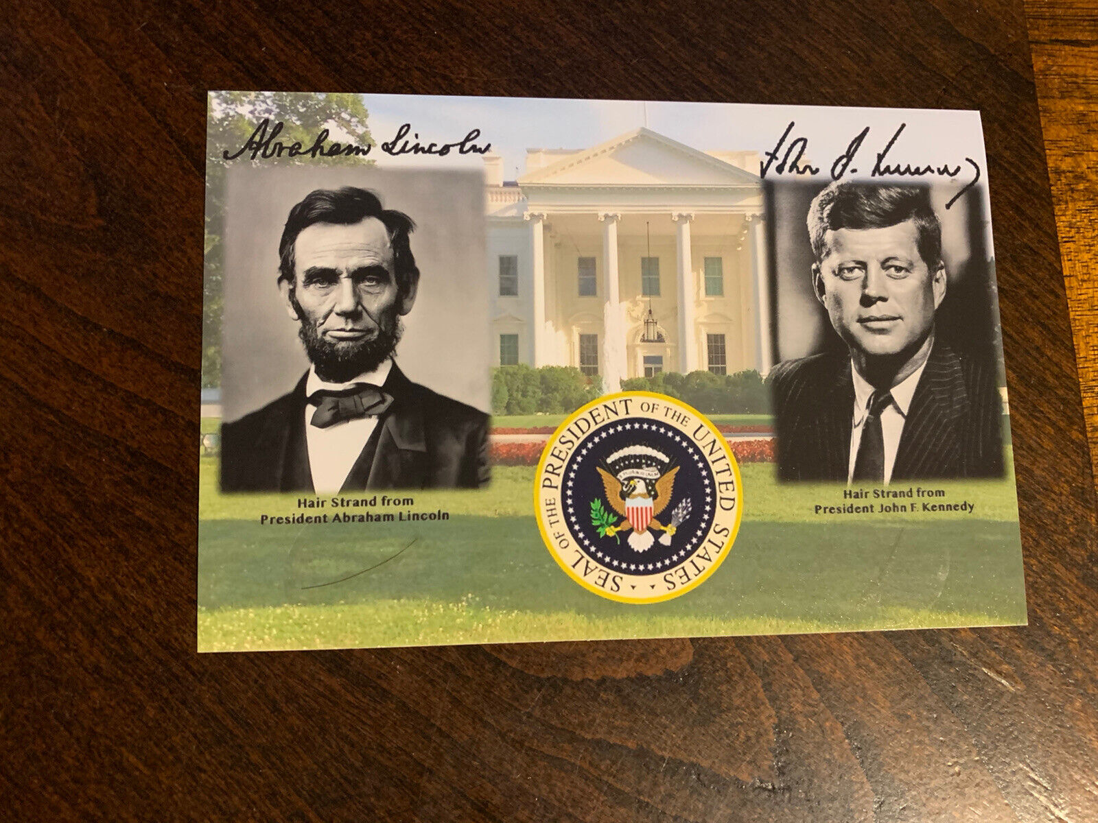 President John F. Kennedy & Abraham Lincoln hair strand Relic POTUS USA JFK Lock