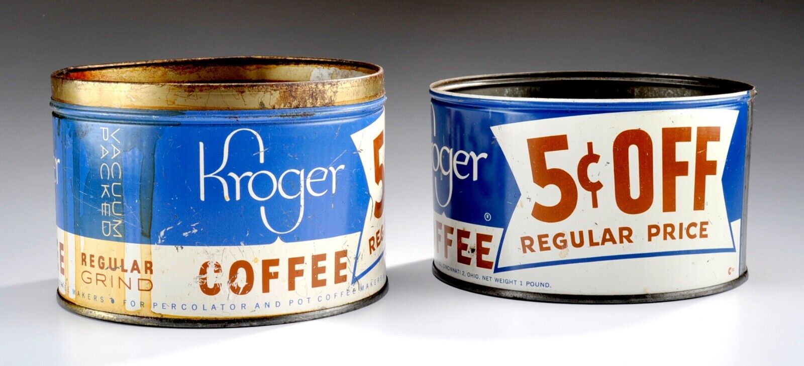 2 - 1950's-1960's Vintage Kroger Coffee Tins