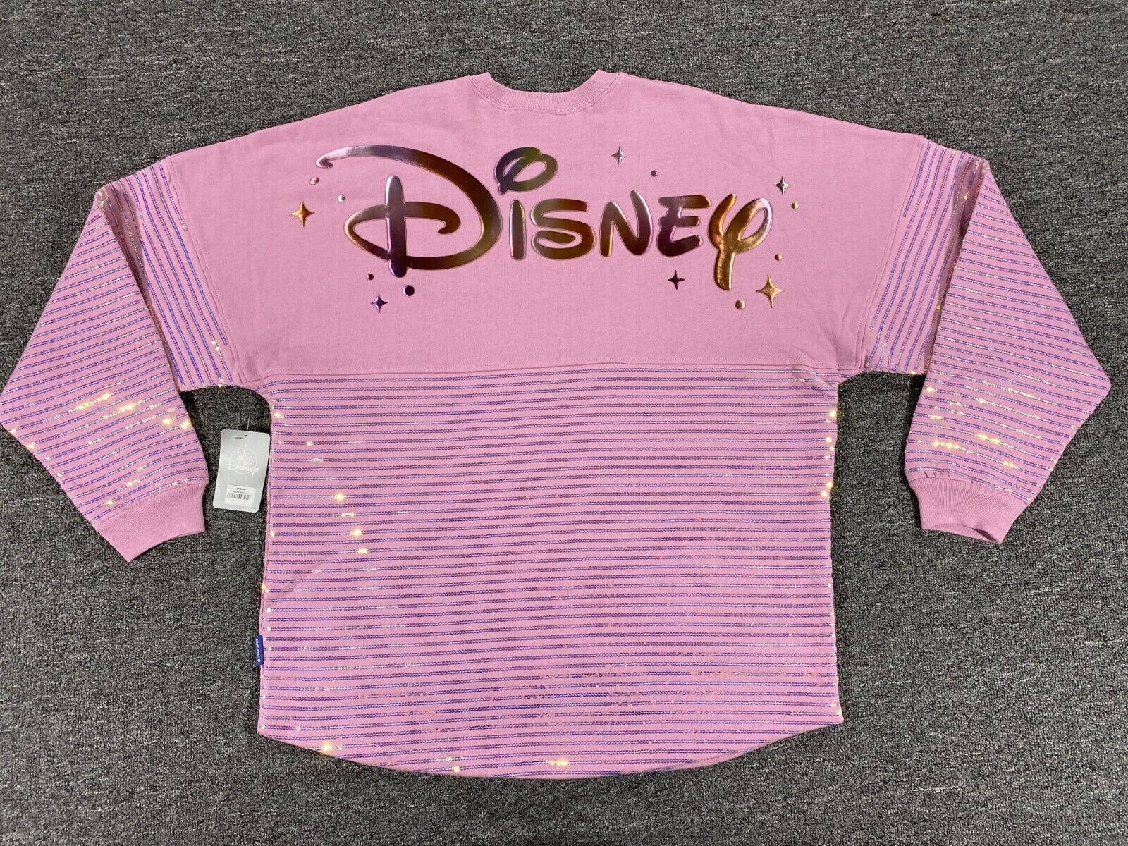 Disney Spirit Jersey Sweater Womens Medium Pink Sequin Pullover Mickey Adult M