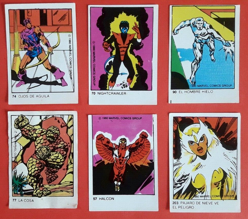 Vtg 1980 Argentina Cards Marvel Comics Superheroes Not Terrabusi Rare Orig (6x)