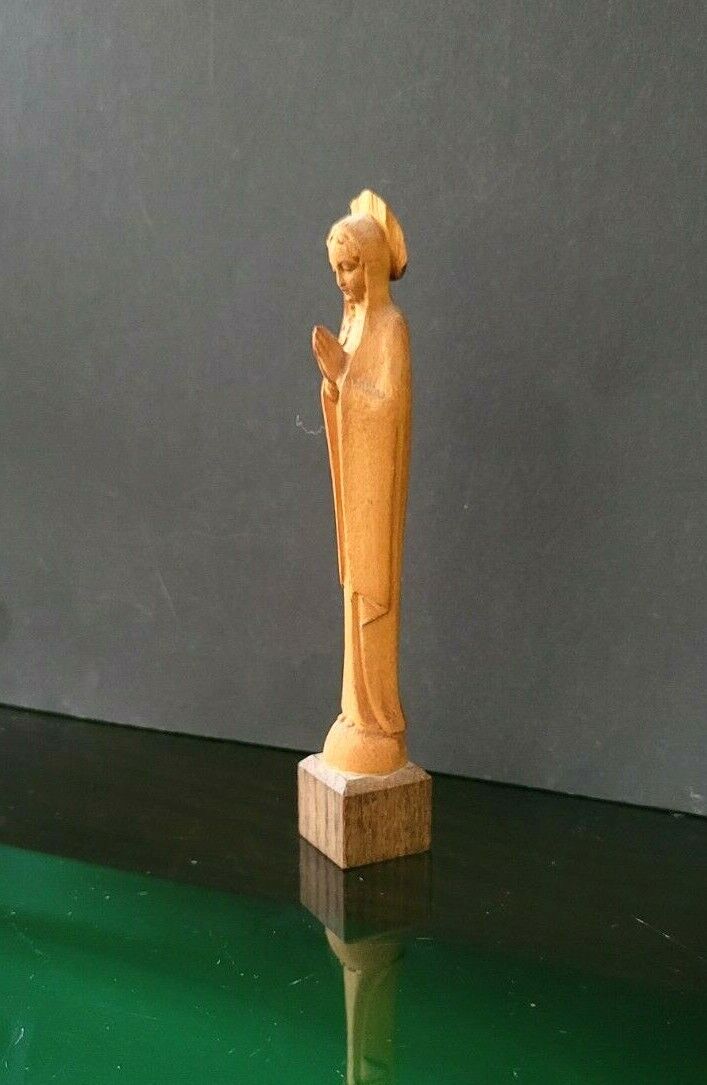 Vintage Carved Wooden Madonna Virgin Mary Figurine