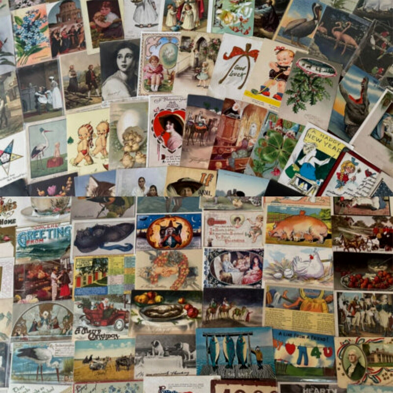 Huge Lot of  600 +++ Topical ~Greetings Postcards DAMAGED- SCRAPBOOK CRAFTS