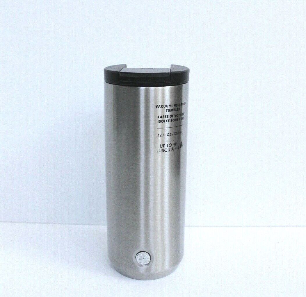 Starbucks Silver Vacuum Insulated Flip-Top Stainless Steel Tumbler 12 oz 