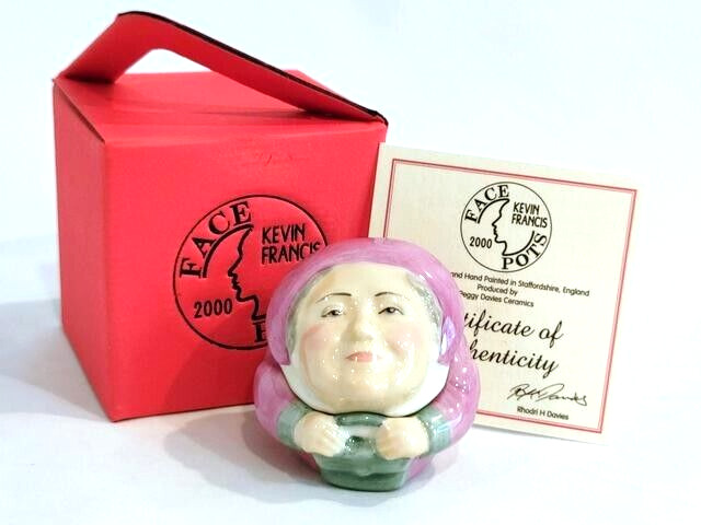 KEVIN FRANCIS SIGNED PROTOTYPE COLOUR TRIAL QUEEN MOTHER CERAMIC FACE POT