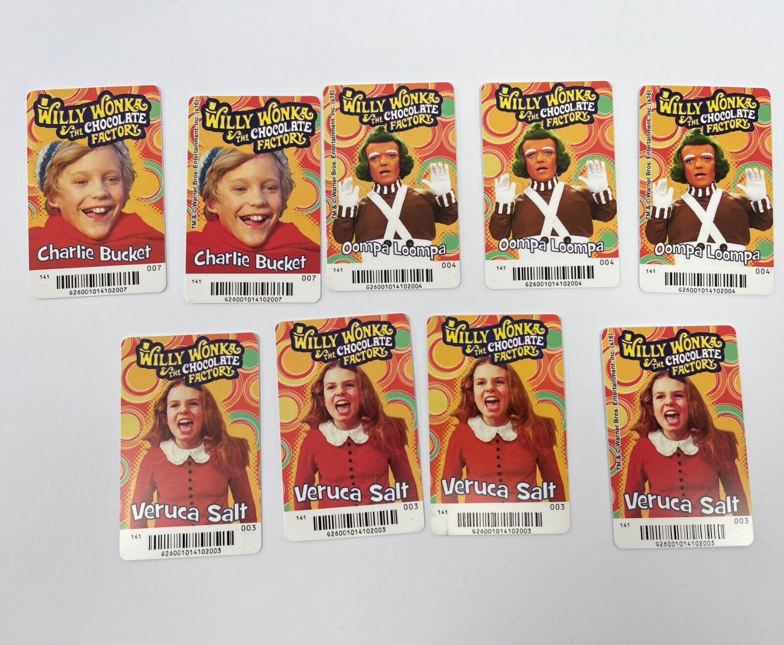 Willy Wonka Coin Pusher Arcade Cards lot of 9 cards