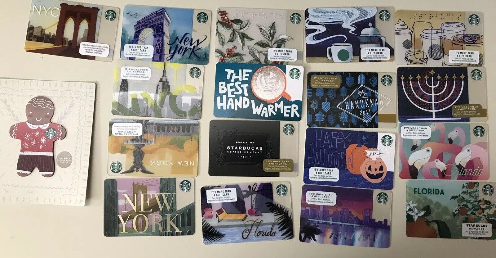 NEW Starbucks GIFT CARDS, Huge lot of 3000 cards, Collectible, Just A Sampling