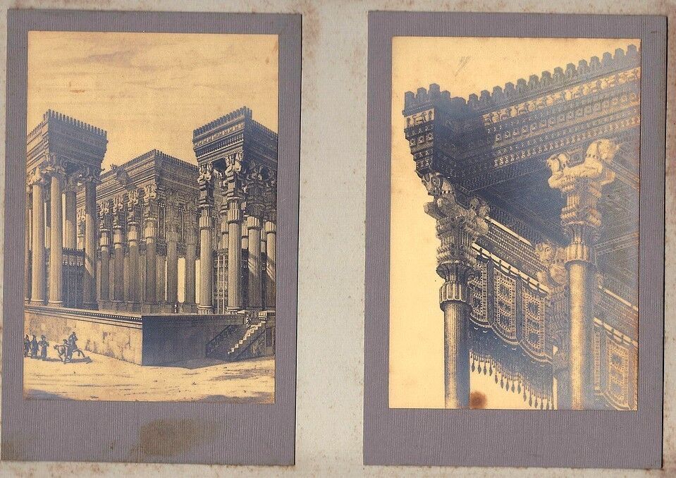 PERSEPOLIS Restoration of the Palaces of Xerxes mounted 1800s photo