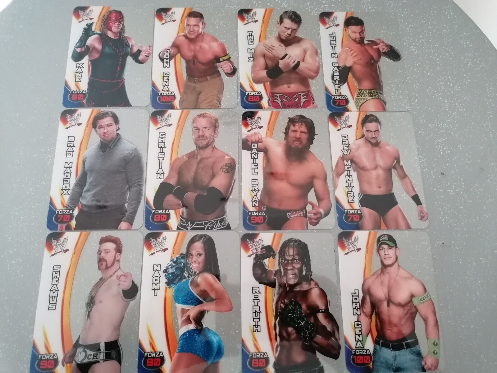 2014 WWE Wrestling Lamincards Edibas - 12 Cards *PERFECT*