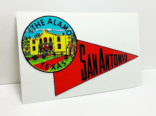 San Antonio Texas Alamo Vintage Style Travel Decal / Vinyl Sticker,Luggage Label