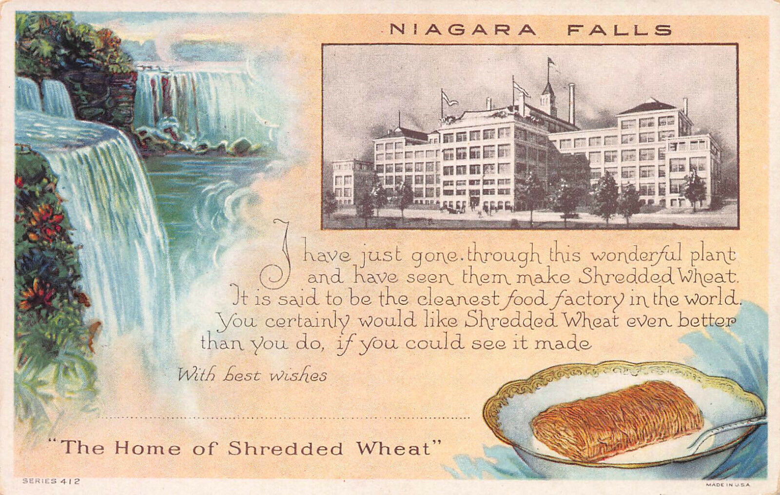 Home of Shredded Wheat, Niagara Falls, New York, Early Postcard, Unused 