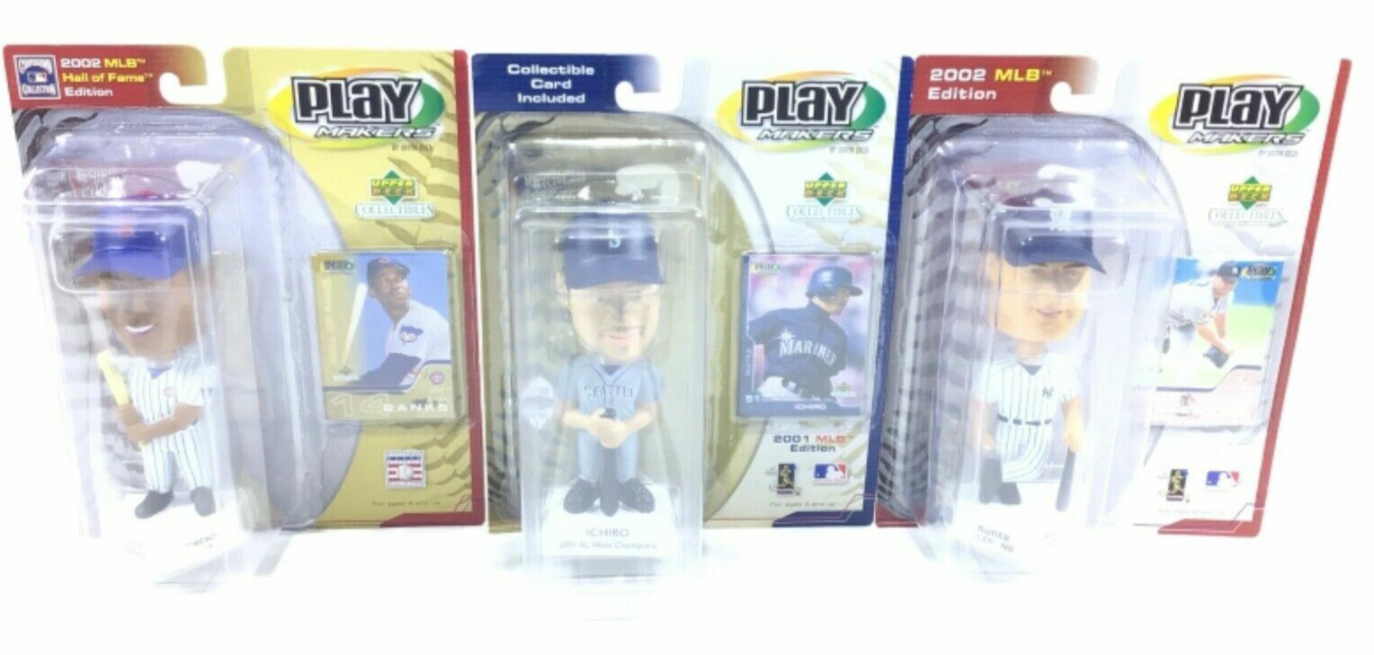LOT OF 3 PLAY MAKERS 2001 2002 MLB EDITION UPPER DECK BOBBLE HEAD COLLECTIBLES