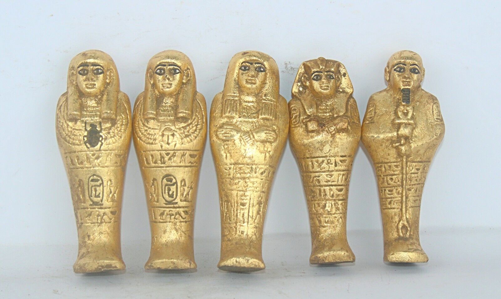 Rare Ancient Egyptian Antique 5 Golden Ushabti Shabti Servant Egyptology BC