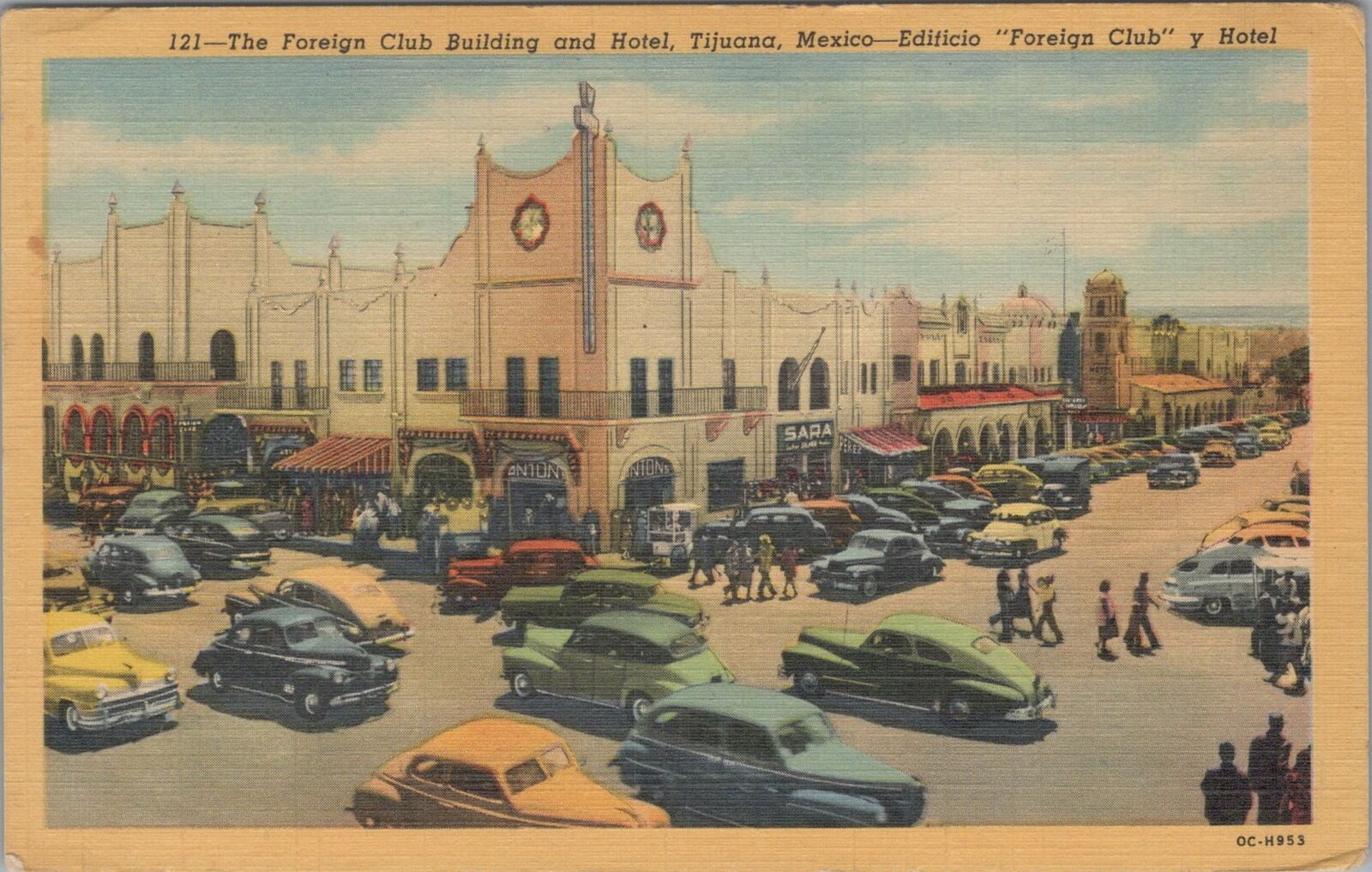 Postcard The Foreign Club Building + Hotel Tijuana Mexico Foreign Club 