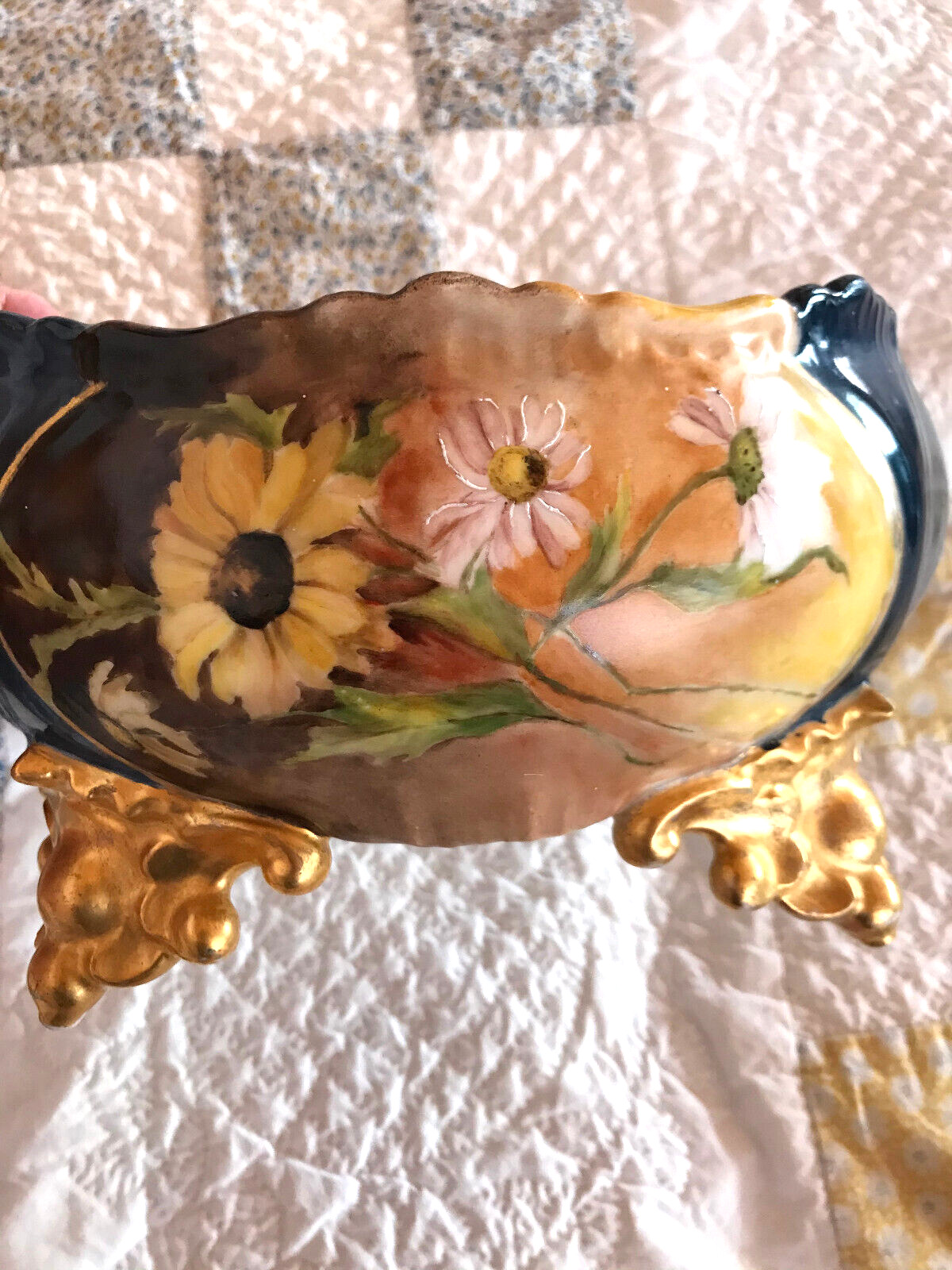 Rare Antique 24kt Limoges Made in France Hand Painted Porcelain Bowl 8\