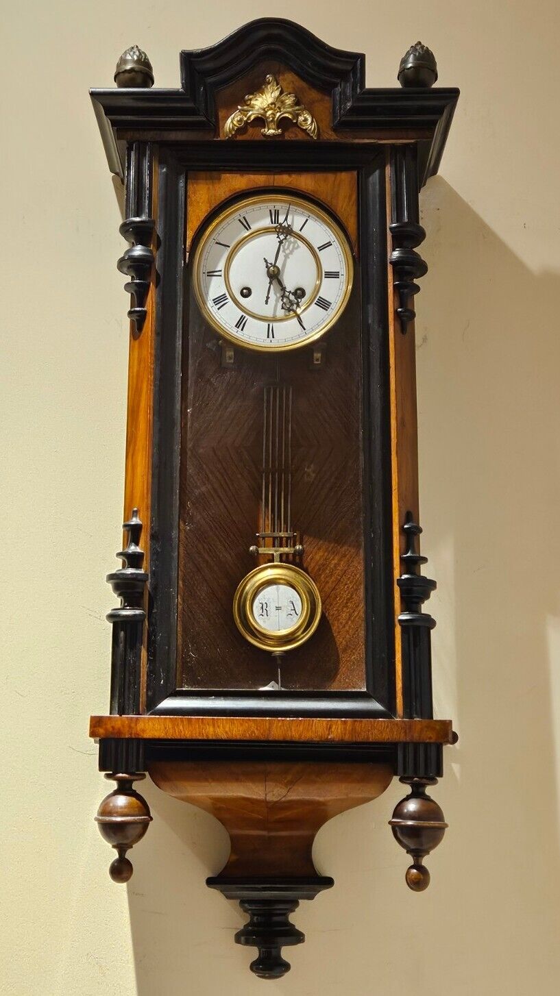 Antique Working 1800s German Vienna Regulator 8 Day Fancy Time/Strike Wall Clock