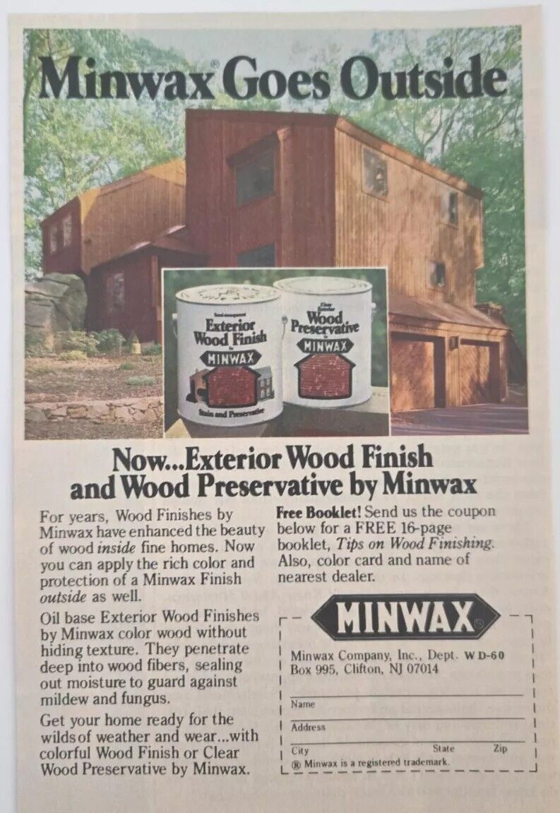 1980 Minwax Exterior Wood Finish and Wood Preservative Ad - Minwax Goes Outside