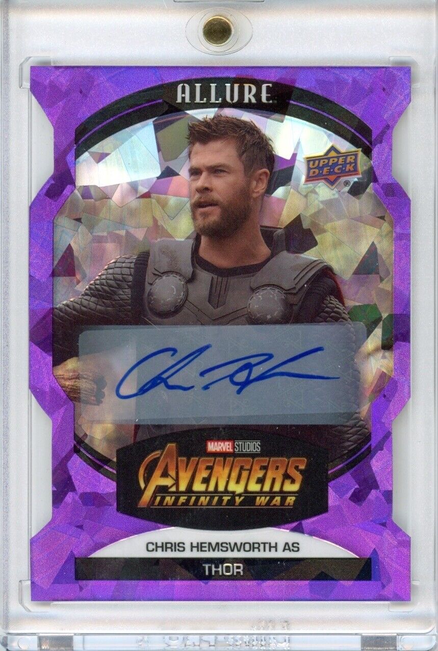 2023 UD Marvel Allure Chris Hemsworth Thor Purple Die Cut Autograph #d 04/10