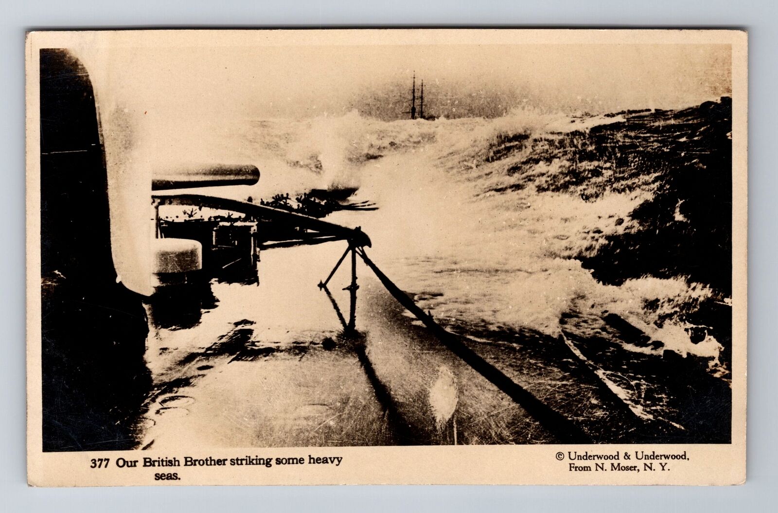 RPPC-Our British Brother Striking Some Heavy Seas, Antique, Vintage Postcard