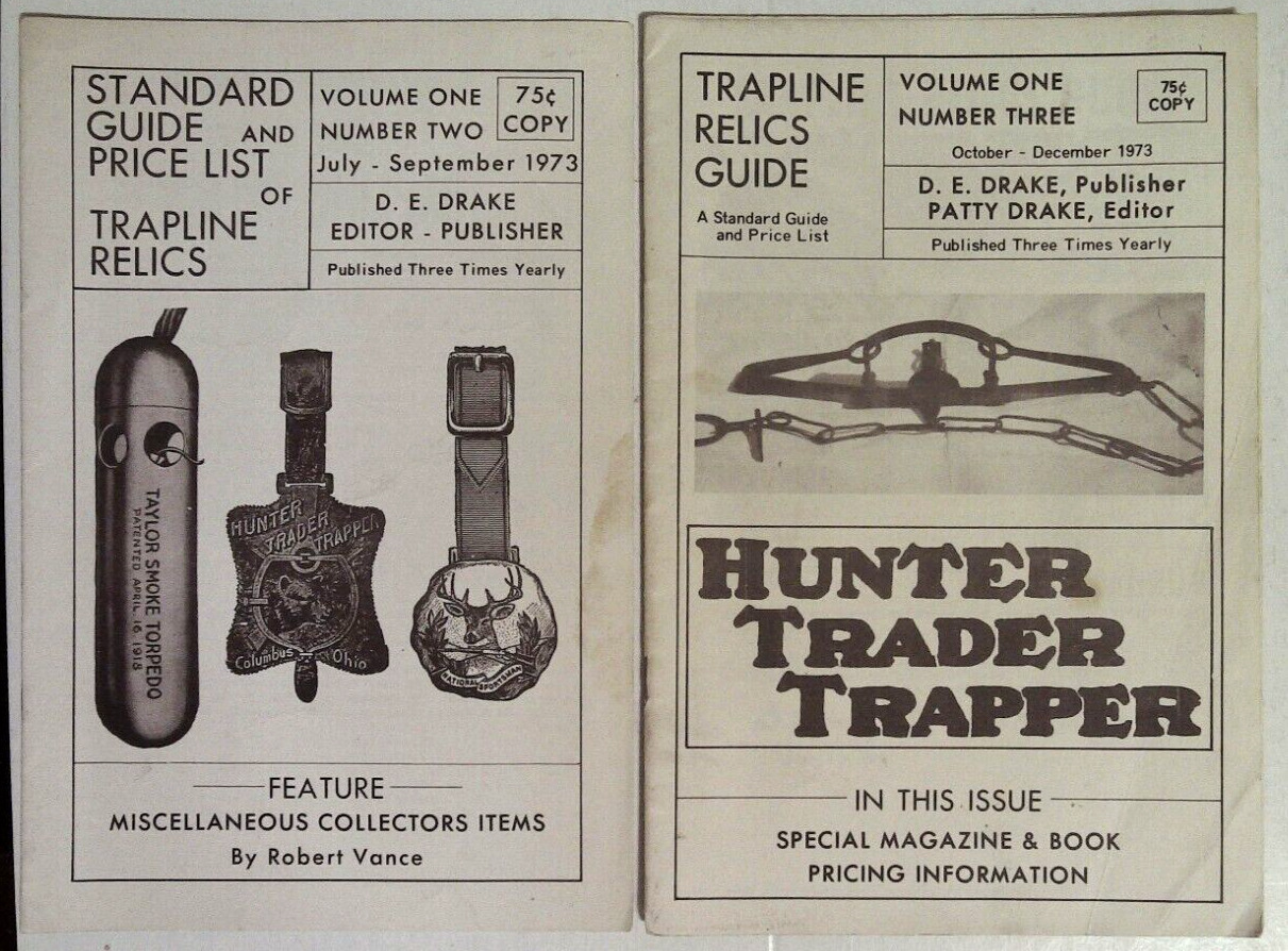 1973 D.E. DRAKE & CO. STANDARD GUIDE AND PRICE LIST OF TRAPLINE RELICS 2 ISSUES
