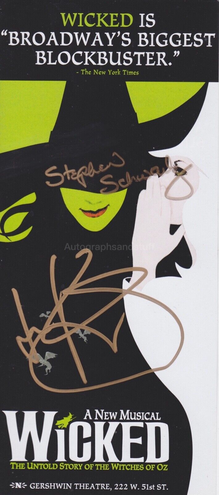 Stephen Schwartz & Kerry Ellis HAND Signed Wicked The Musical Flyer Autograph 