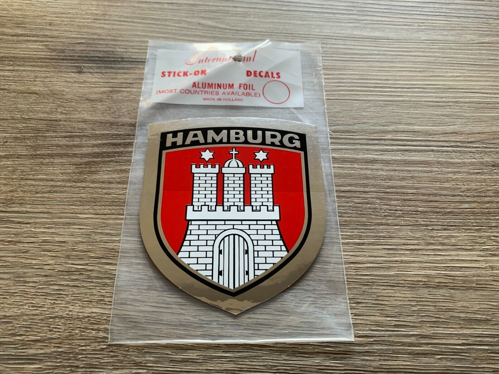VINTAGE HAMBURG ALIMEX ALUMINUM FOIL DECAL STICKER NEW NOS MADE IN HOLLAND
