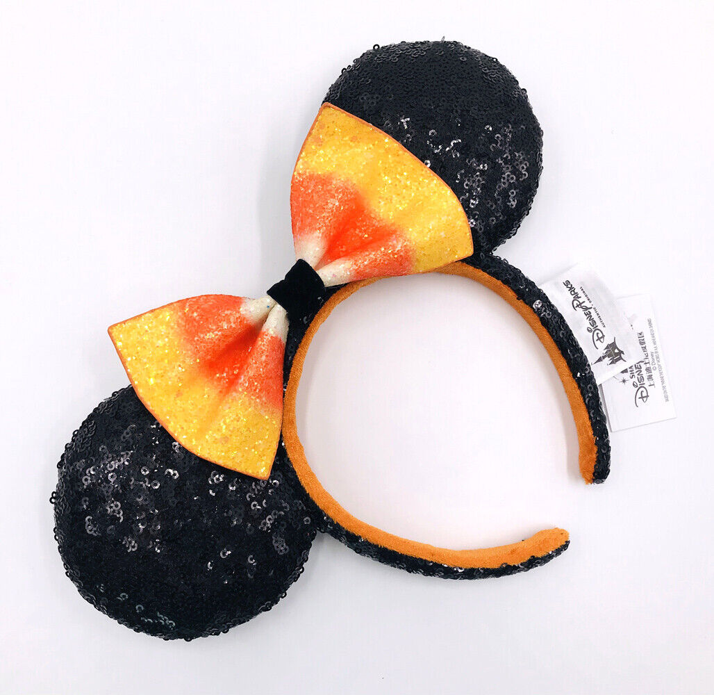 Minnie Ears Disney Parks Mickey Mouse Halloween Candy Corn Bow Sequins Headband