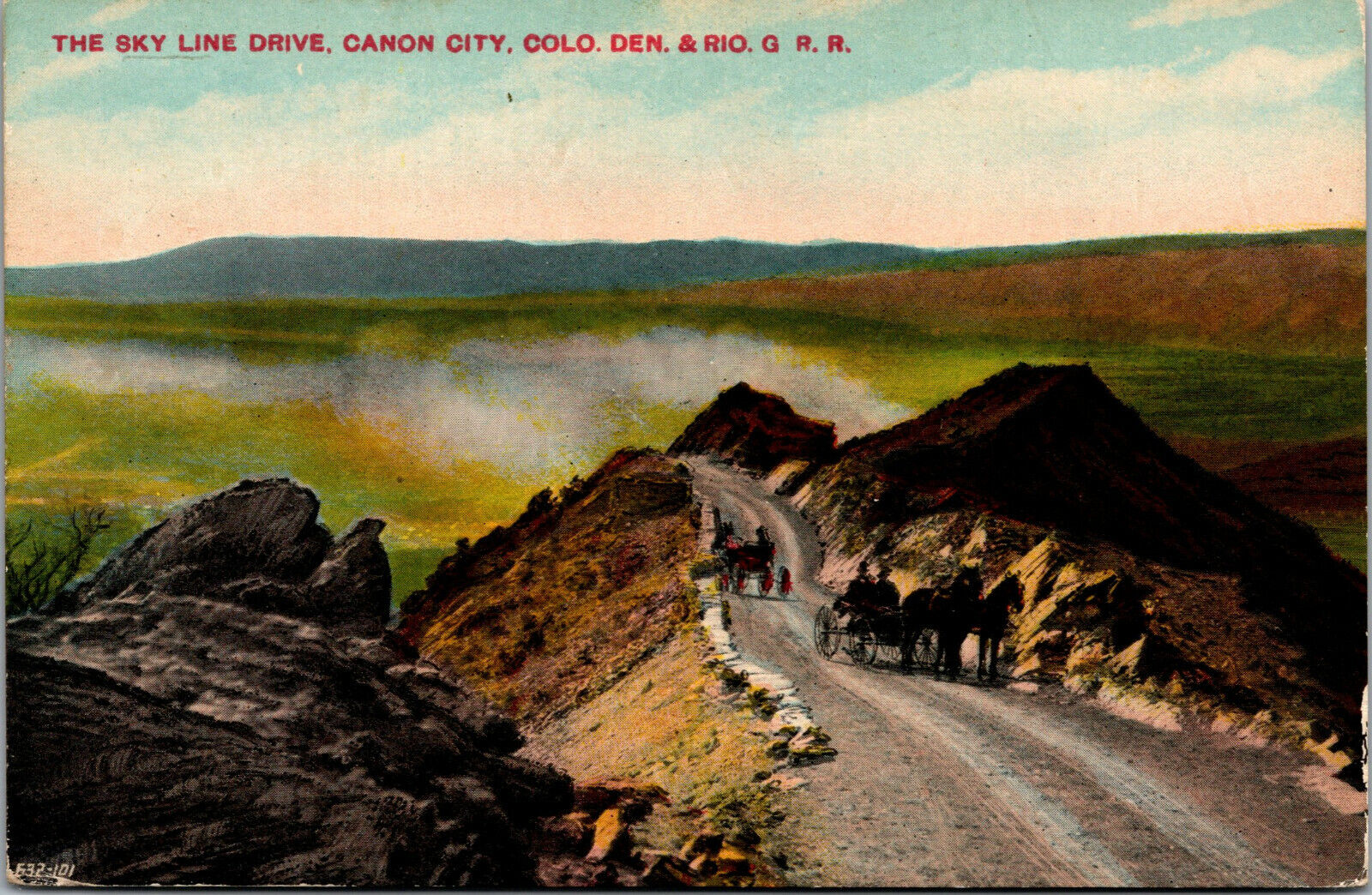 Vtg 1910 Skyline Drive Denver Rio Grand Railroad Canon City Colorado CO Postcard