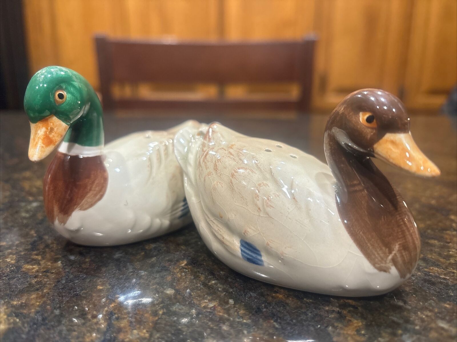 Fitz & Floyd Ceramic Mallard & Drake Ducks Salt Pepper Shakers