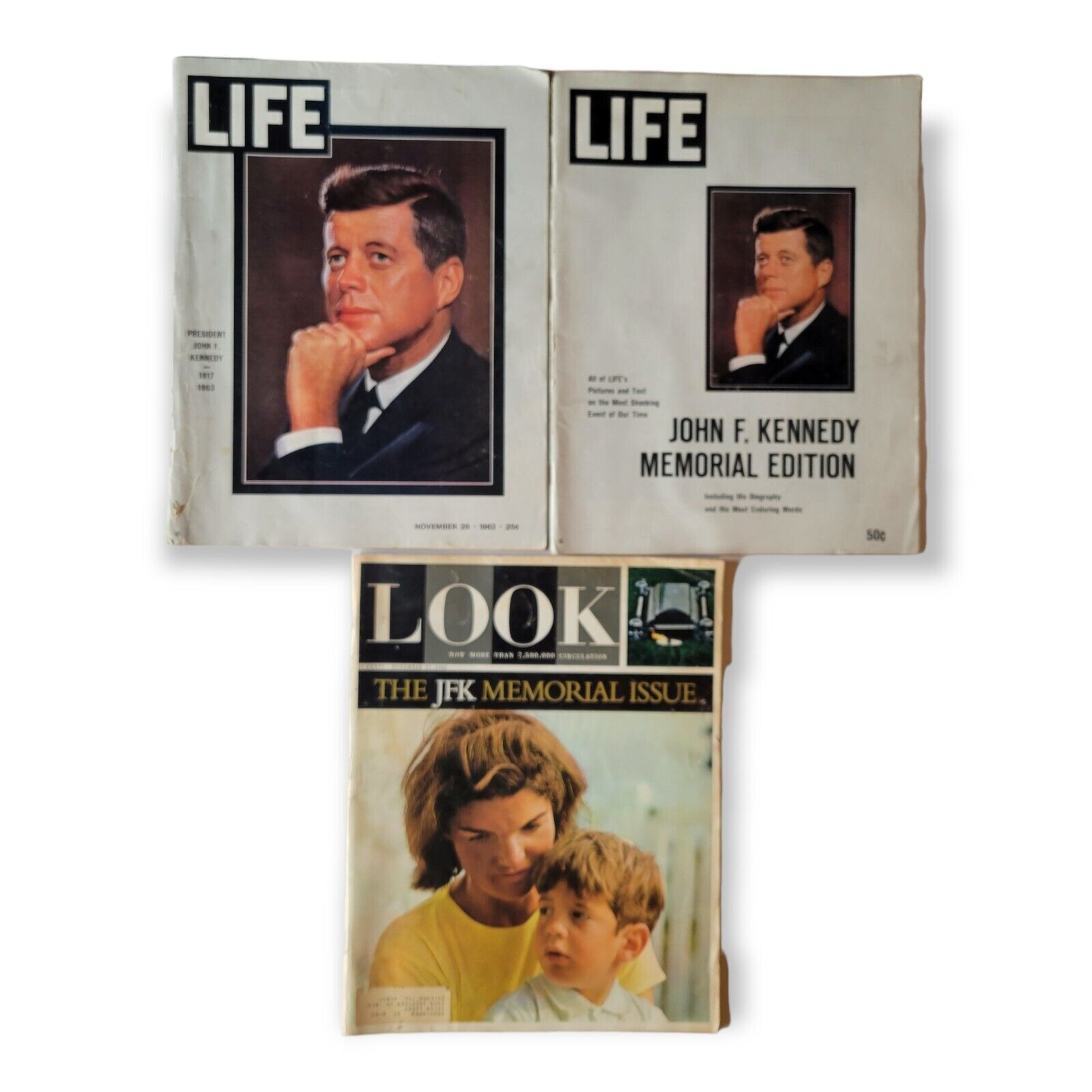 LOT of 3 LIFE & LOOK Magazine John Kennedy JFK Memorial Nov 29 1963 + Newspaper