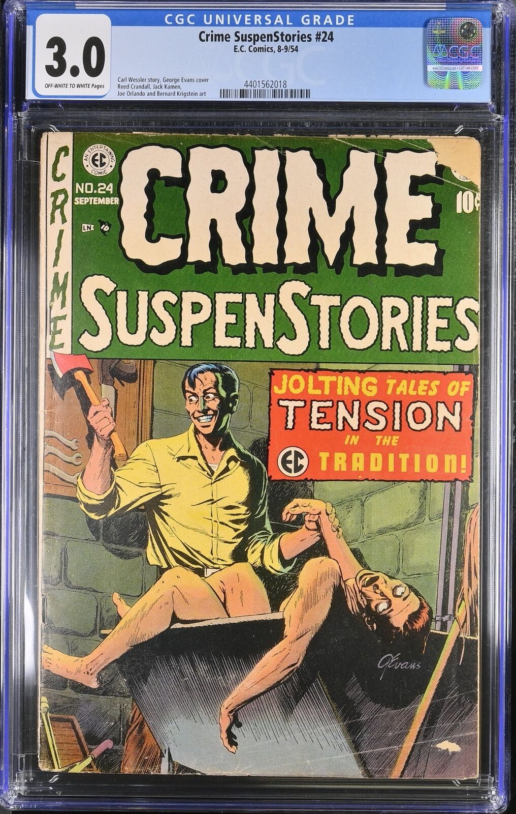 Crime Suspenstories #24 CGC GD/VG 3.0 Off White to White EC George Evans Cover