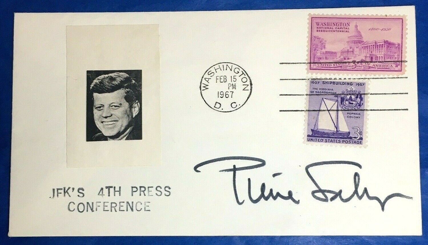 Pierre Salinger Signed John F Kennedy Envelope JFK Press Secretary No COA