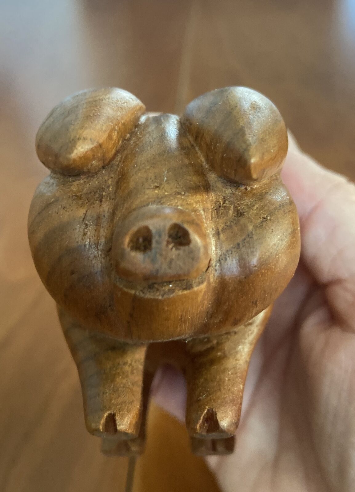 Hand carved Wooden Pig By Late Florida Artist Richard Poetz