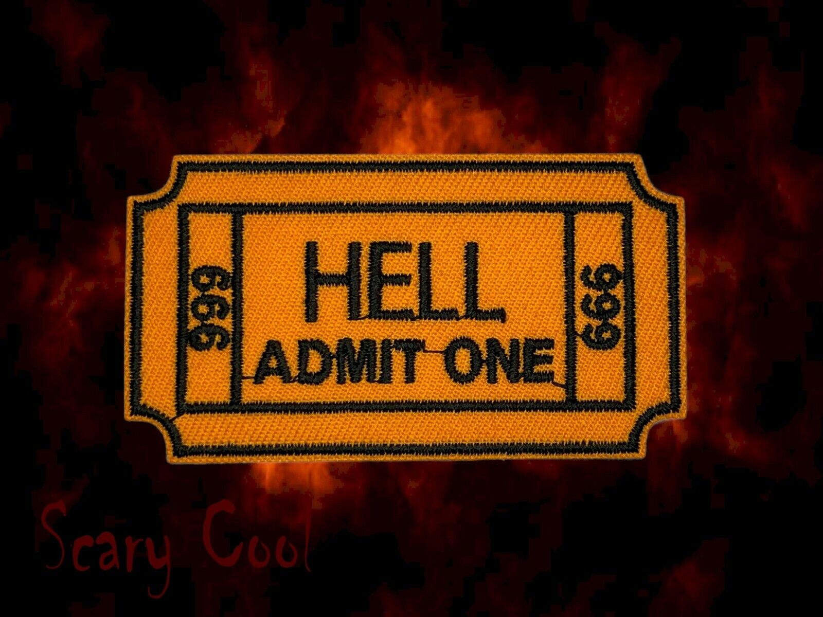 New Ticket Hell Admit One 666 Vintage Embroidered Biker Iron On Patch