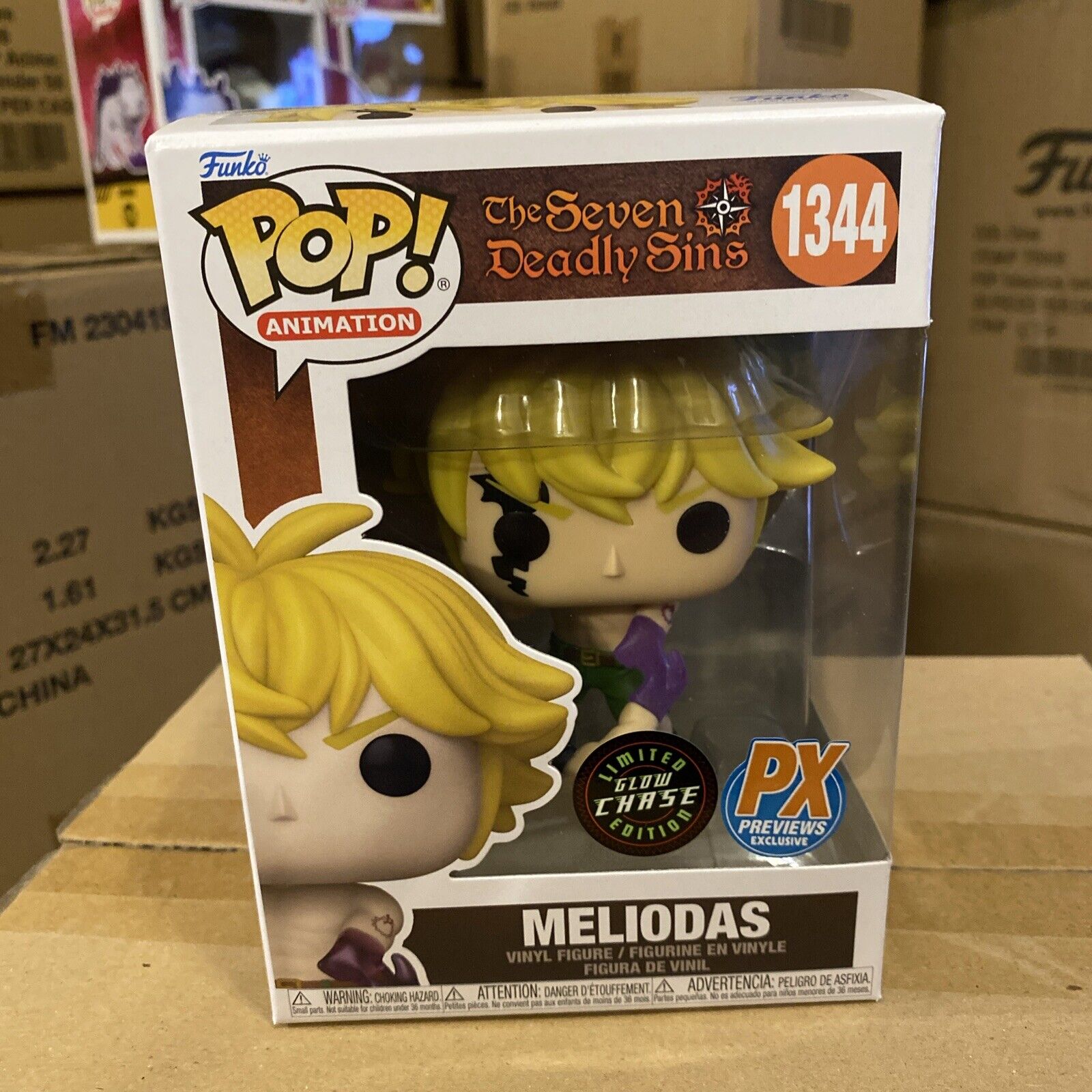 Funko Pop The Seven Deadly Sins Meliodas 1344 Glow Chase PX w/ Protector