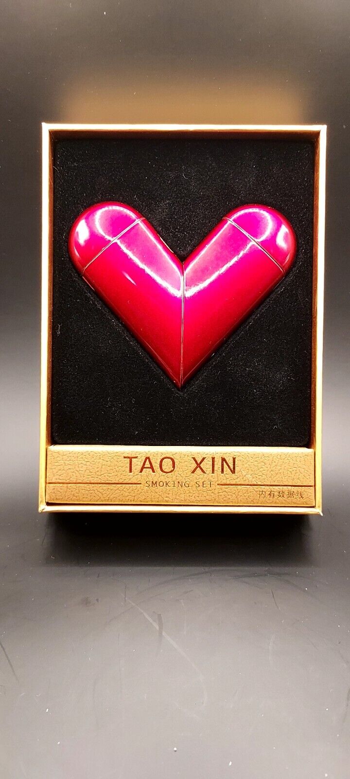 Tao Xin Smoking Set Red Heart Dual Lighter