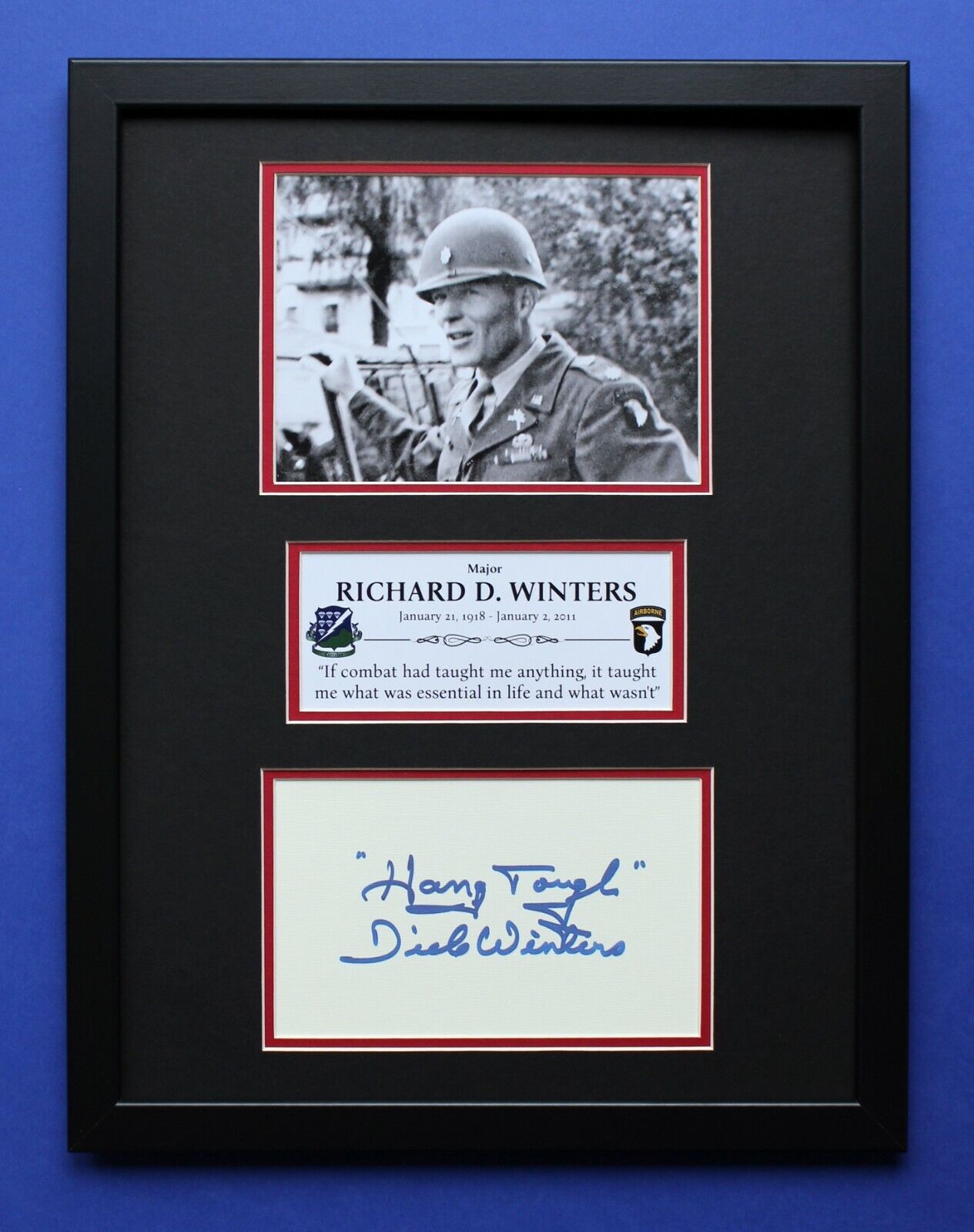 RICHARD D. WINTERS AUTOGRAPH framed signed display WW2 Band of Brothers