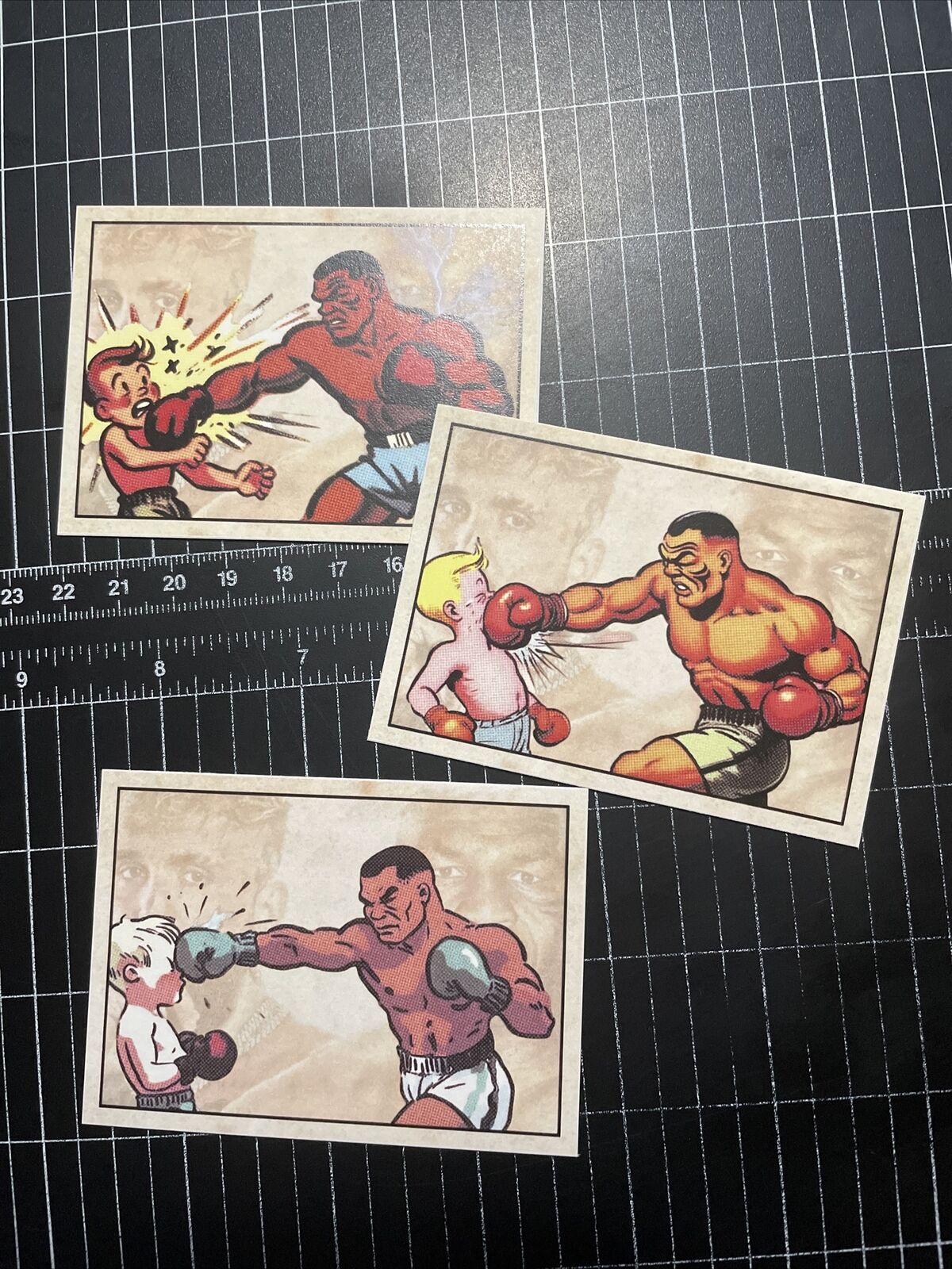 Mike Tyson Vs Jake Paul Full Set Of 3 Trading Cards Signed By Artist MPRINTS