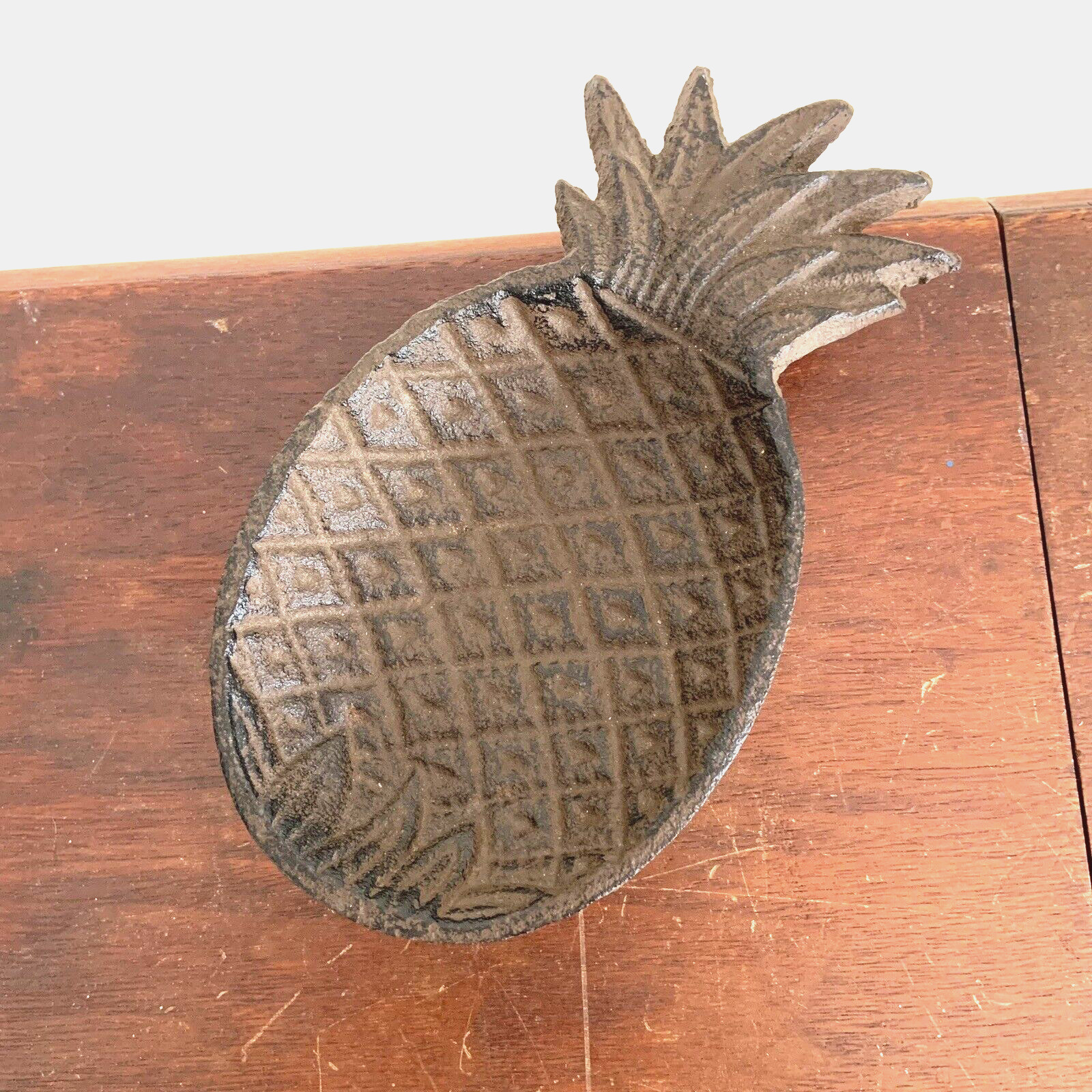 Footed Cast Iron Pineapple Shaped Trinket Dish or Spoon Rest
