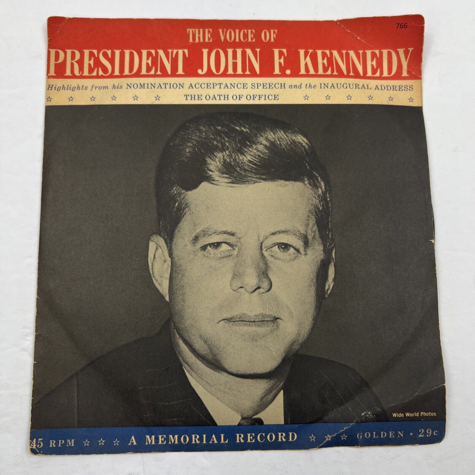 1961 Voice of JOHN F KENNEDY - 45 Record - Inaugural Address - Oath of Office