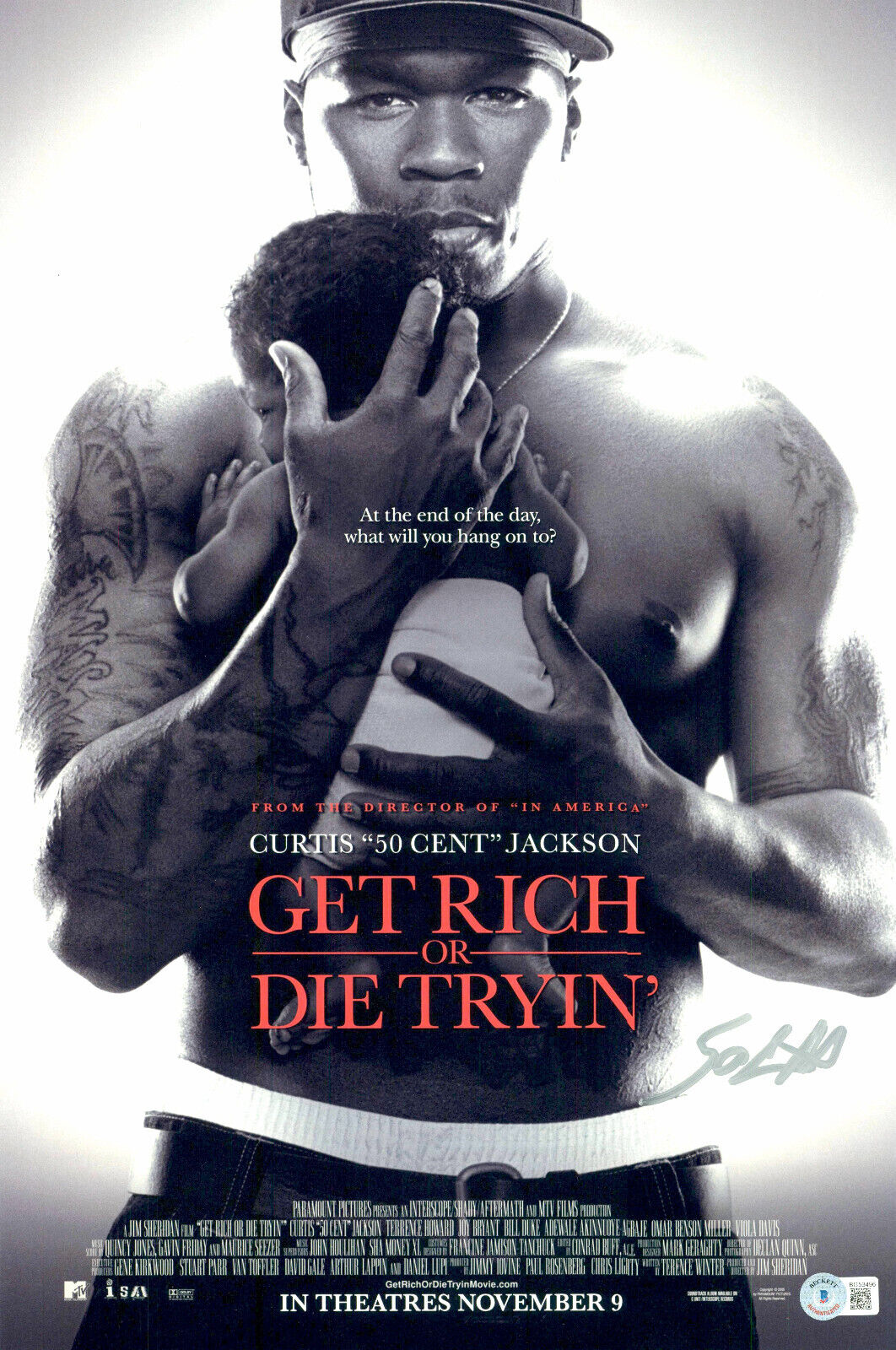 50 CENT SIGNED AUTOGRAPH GET RICH OR DIE TRYIN' 12X18 PHOTO BAS BECKETT