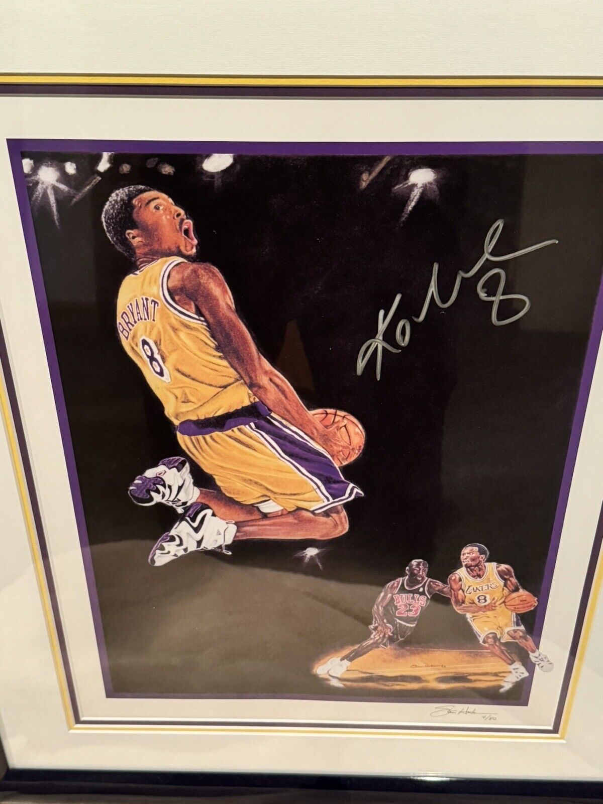 Limited Edition Kobe Bryant Autographed Painting W/Michael Jordan 