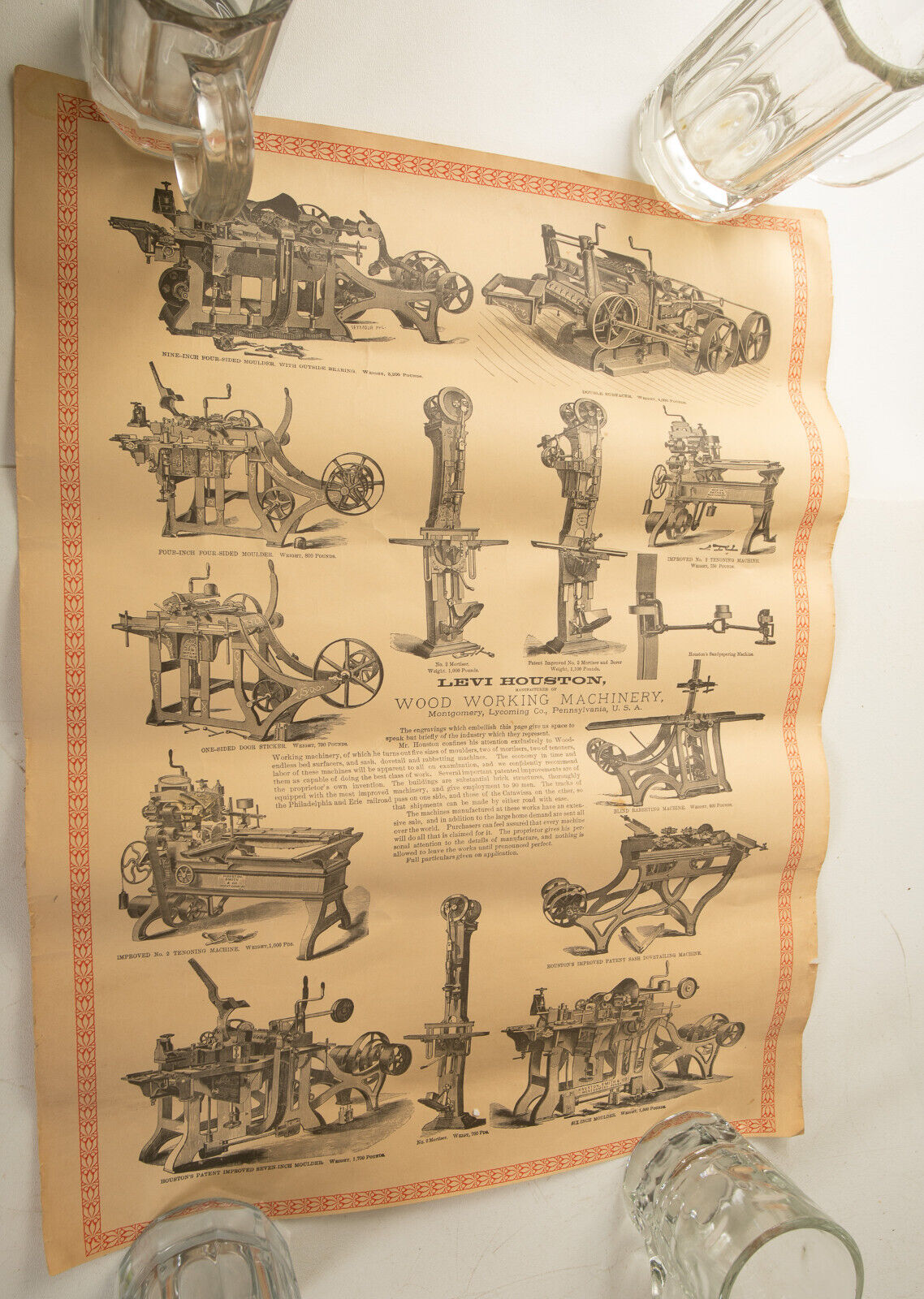 Levi Houston Wood Working Machinery Poster (HSE-22) Print (JSF6) Antique PA USA