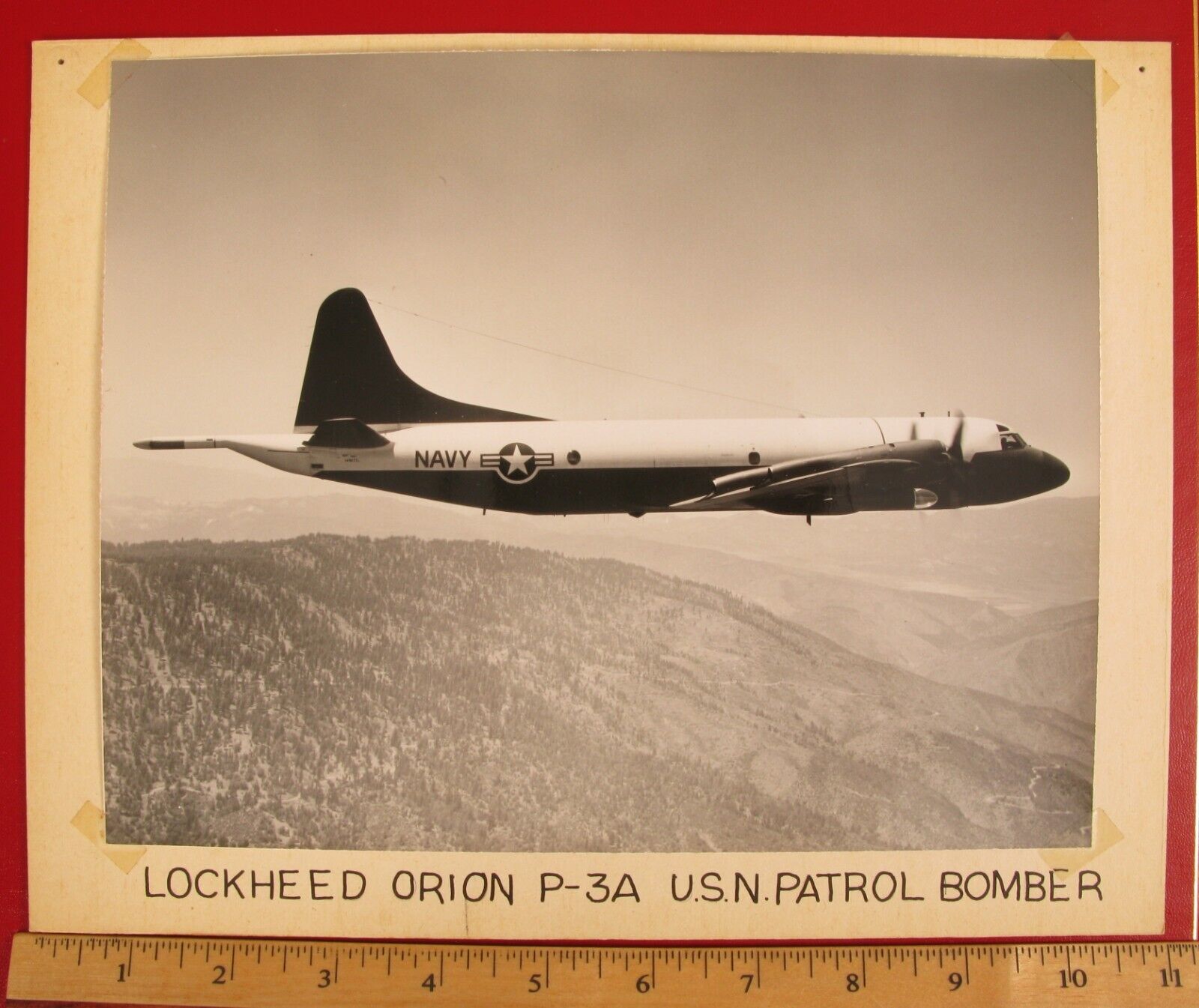 VINTAGE PHOTOGRAPH LOCKHEED ORION P-3A PATROL BOMBER USN MILITARY AIRPLANE 