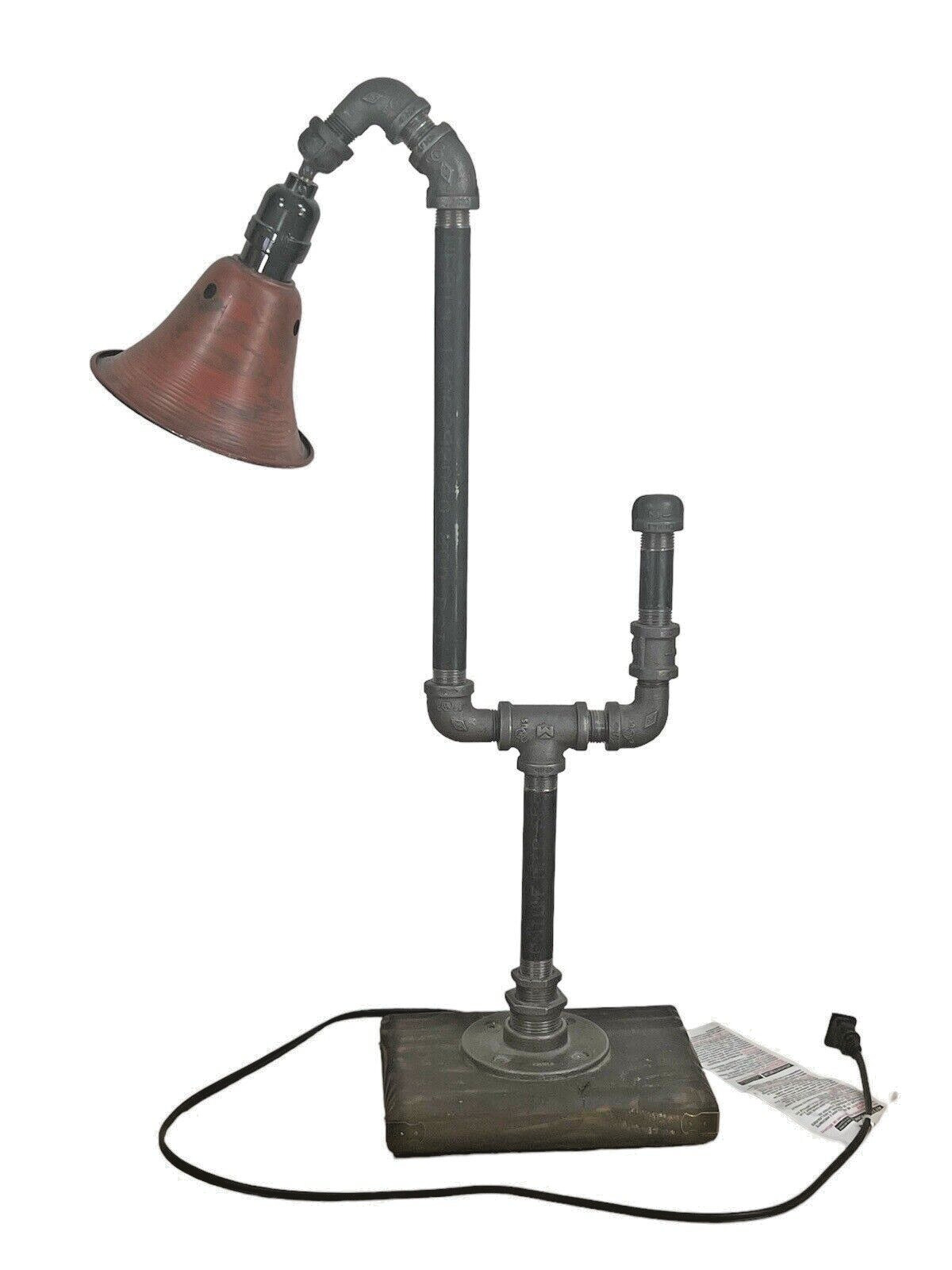 hand made stempunk industrial rustic metal pipe table lamp 26''